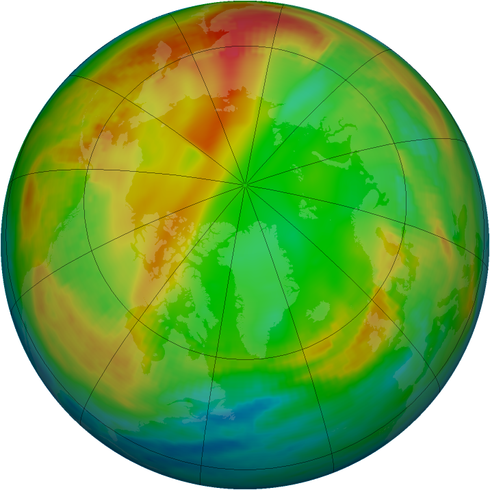 Arctic ozone map for 14 January 1984